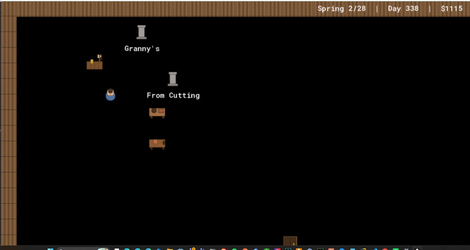 The window requested too large — the game running down behind the OS dock/taskbar at the bottom of the screen